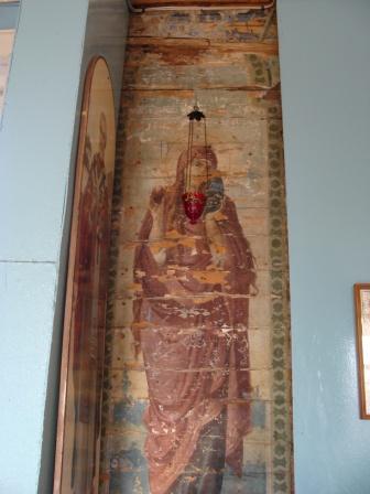 Старая роспись на стене храма - Мария Магдалина.